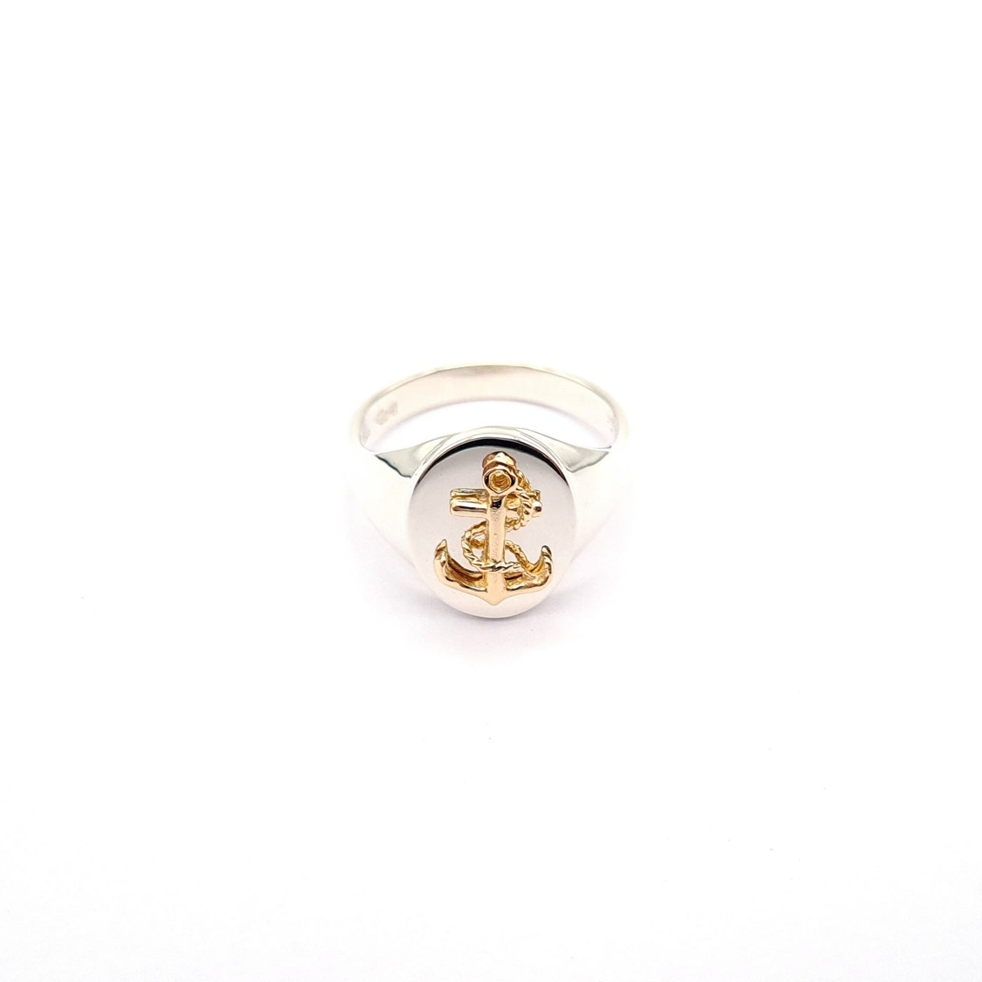 Two Tone Anchor Signet Ring