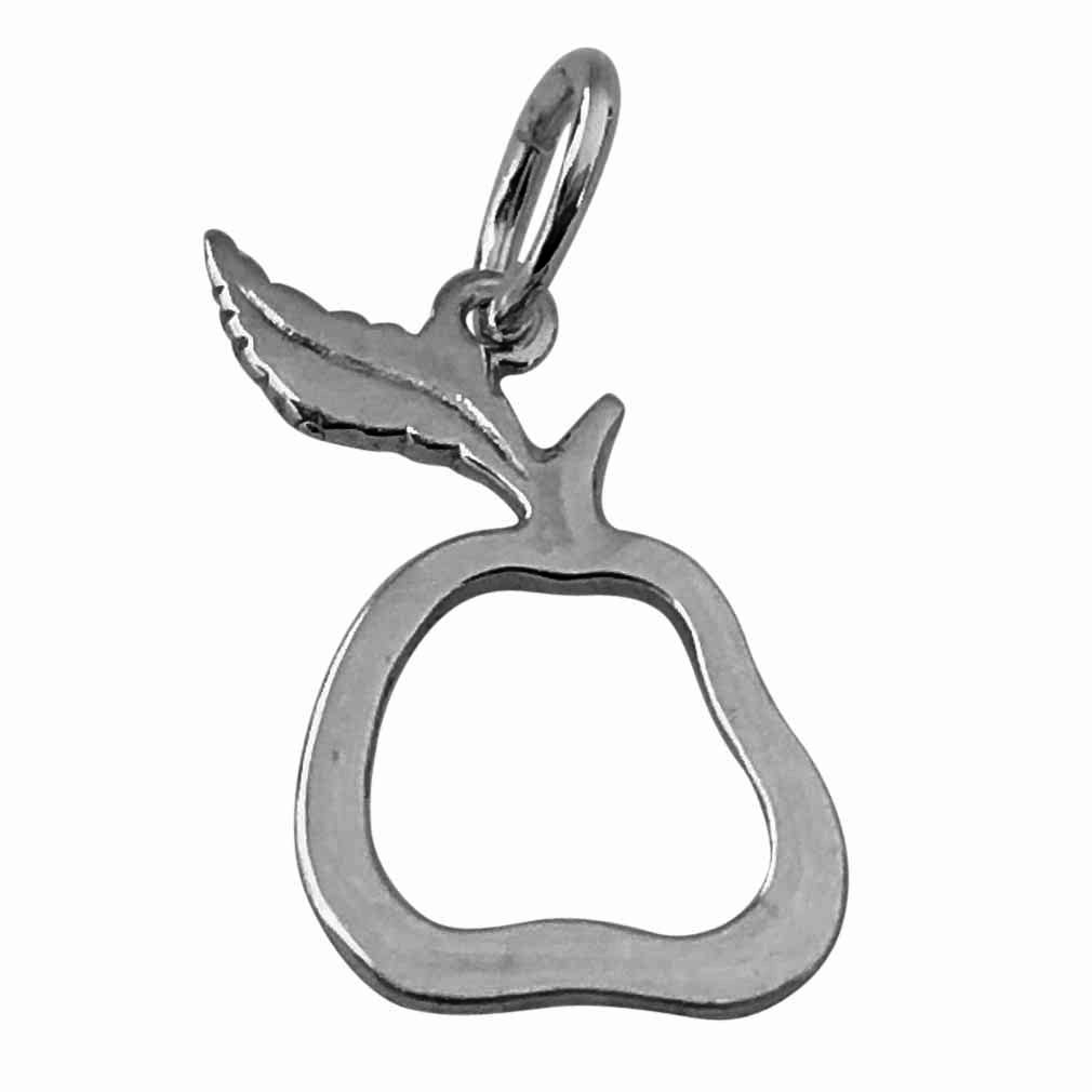 Silver Apple Outline Charm