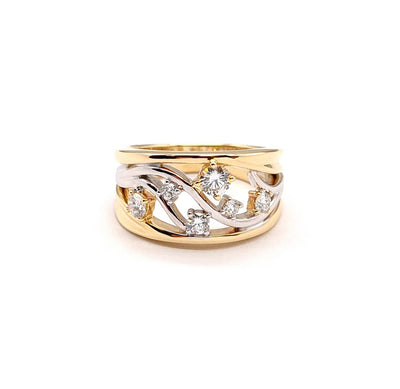 Two Tone Gold and Lab Diamond Dress Ring
