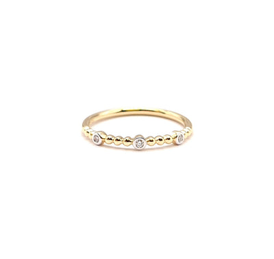 Elegant Yellow Gold Accented Triple Diamond Ring