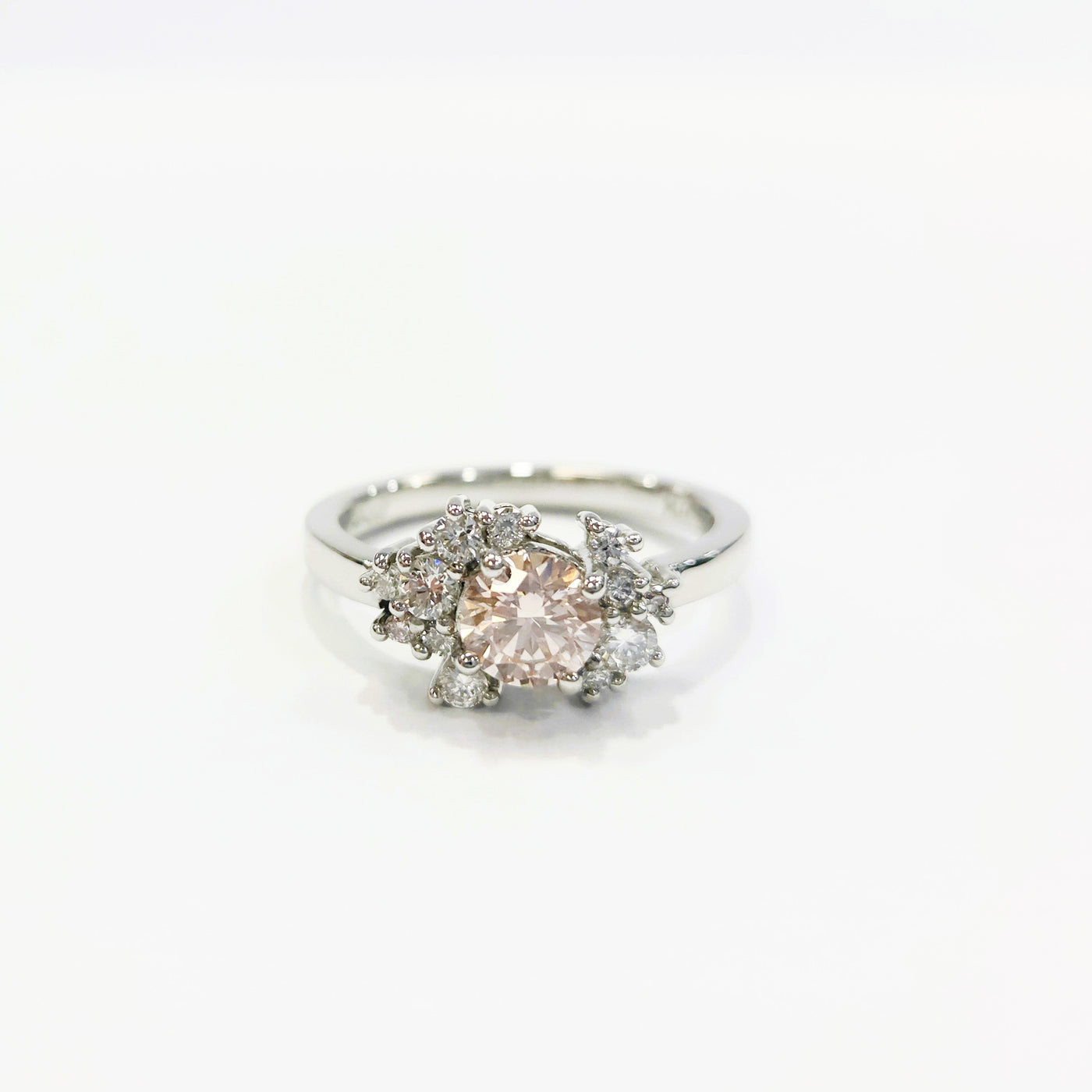 Platinum & Pink Lab Grown Dress Ring