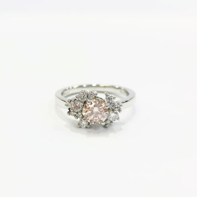 Platinum & Pink Lab Grown Dress Ring