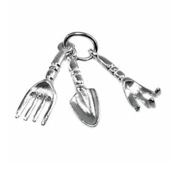 Silver Garden Tools Charm