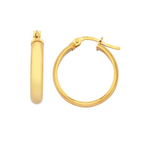 Yellow Gold Half Round Hoop Earrings