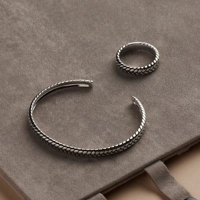 Tessera Men's Silver Cuff Bangle