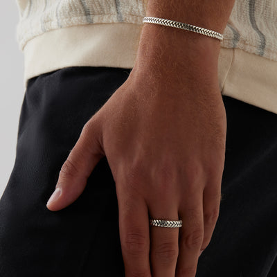Tessera Men's Silver Cuff Bangle