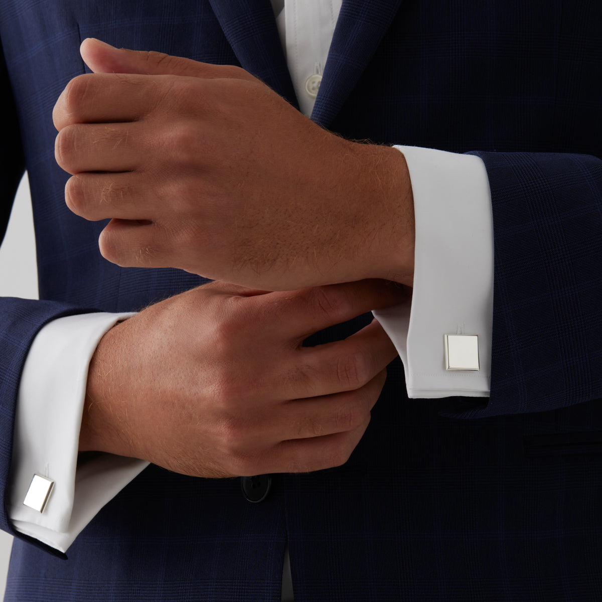 Clasico Square Men's Silver Cufflinks