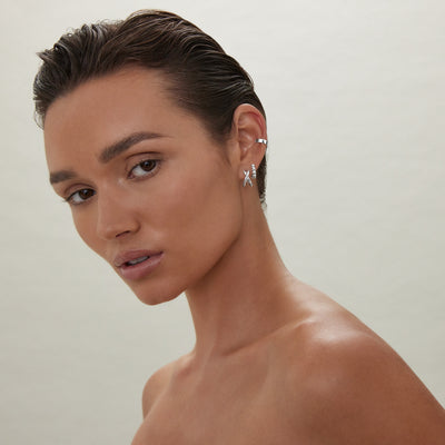 Moonkiss Silver Huggie Earrings