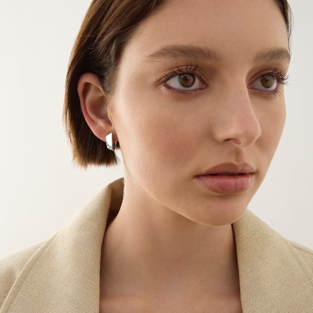 Versailles Silver Huggie Earrings
