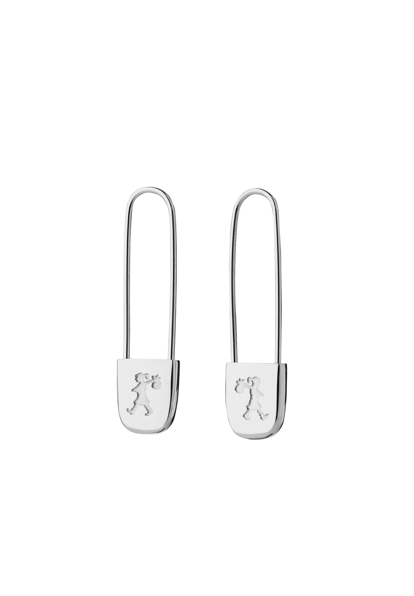 Runaway Safety Pin Earrings Silver