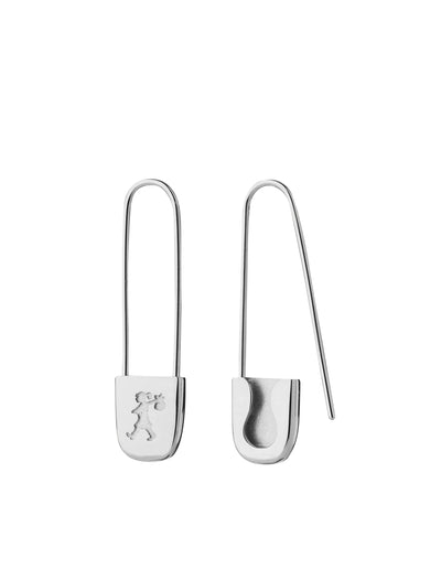 Runaway Safety Pin Earrings Silver