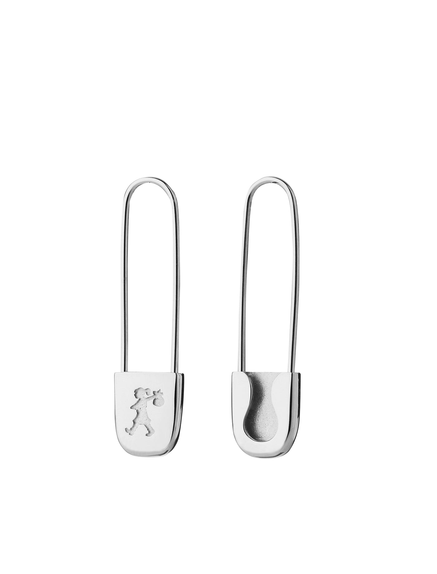 Runaway Safety Pin Earrings Silver