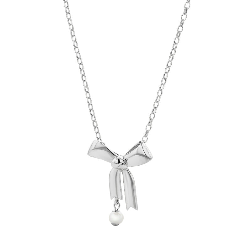 Large Bow with Fresh Water Pearl Necklace