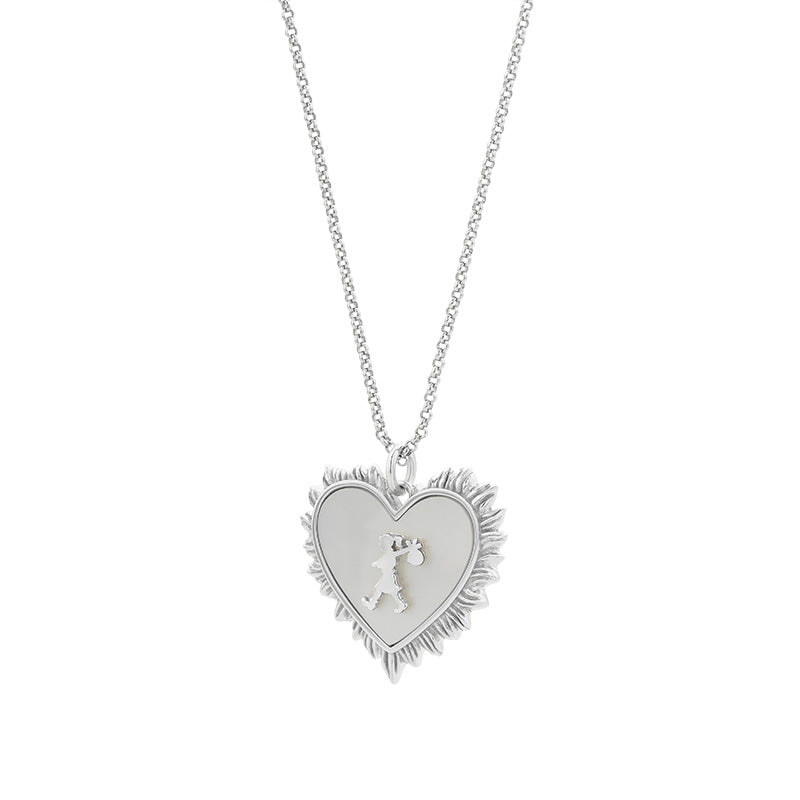 Runaway Flaming Mother Of Pearl Heart Necklace