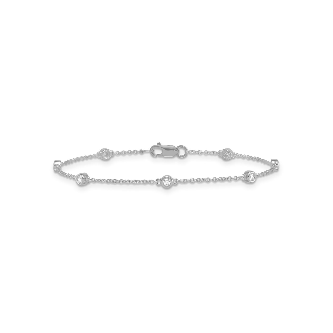 Lab Grown Diamond & White Gold Station Bracelet