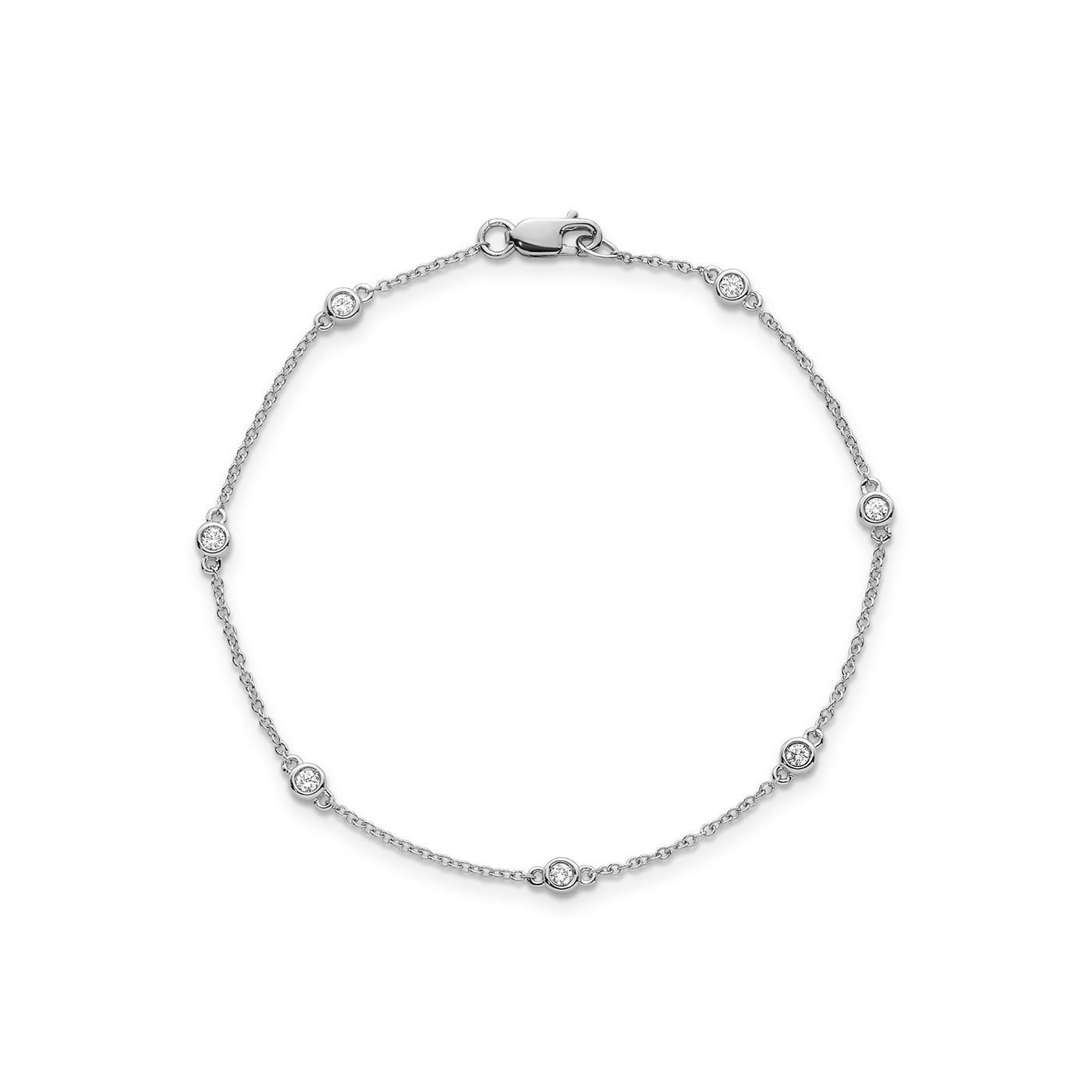 Lab Grown Diamond & White Gold Station Bracelet