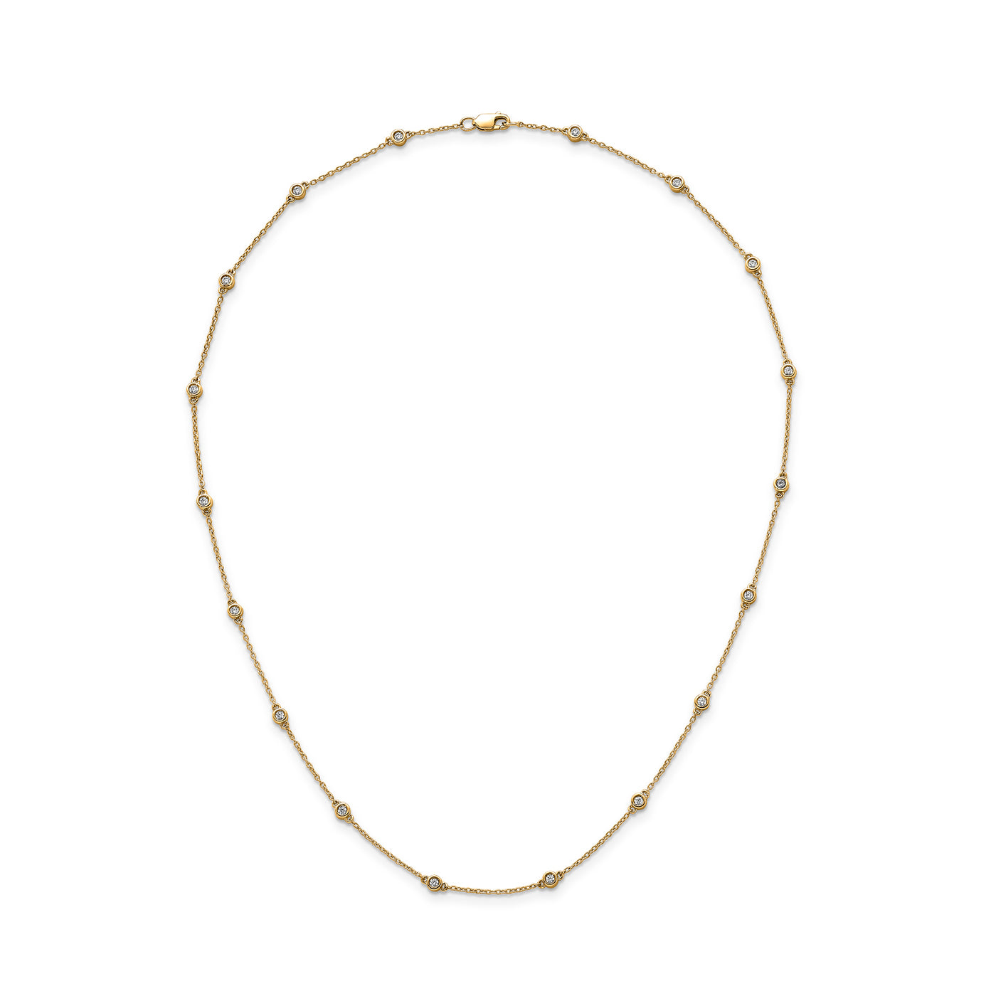 Lab Grown Diamond & Yellow Gold Station Necklace