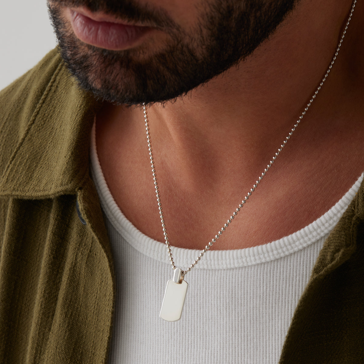 Insignia Men's Silver Dog Tag Necklace