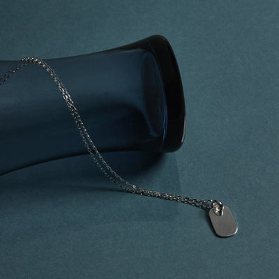 Moto Men's Silver Dog Tag Pendant