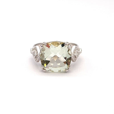Green Amethyst and White Gold Ring