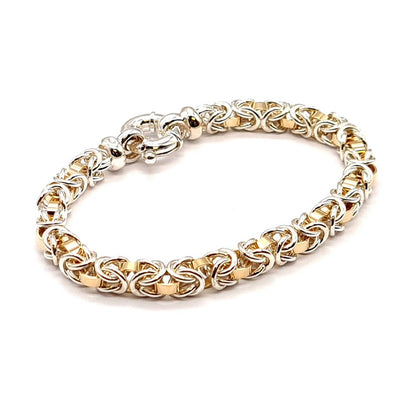 Yellow Gold and Silver Chenier Ring Bracelet