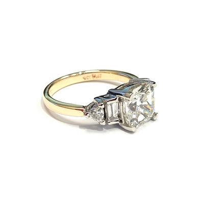 Two Tone Cushion Cut Lab Grown Diamond Ring