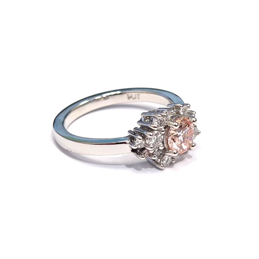 Platinum & Pink Lab Grown Dress Ring