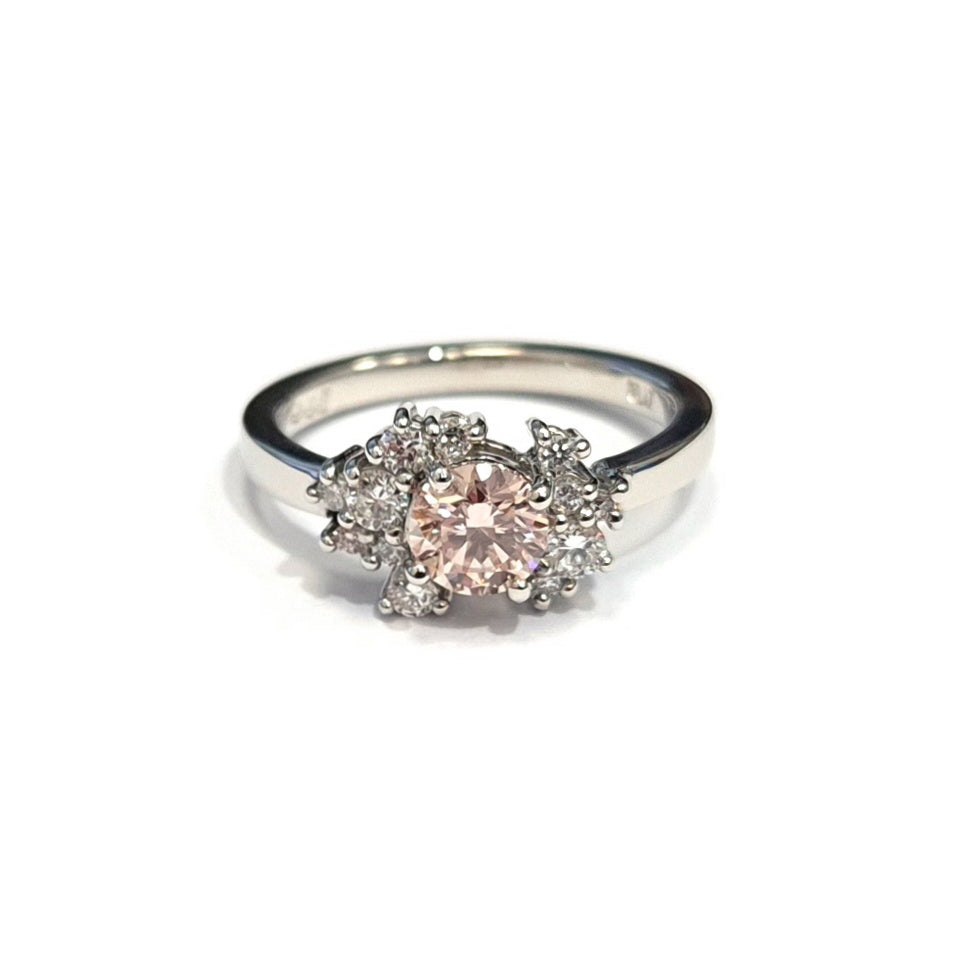 Platinum & Pink Lab Grown Dress Ring