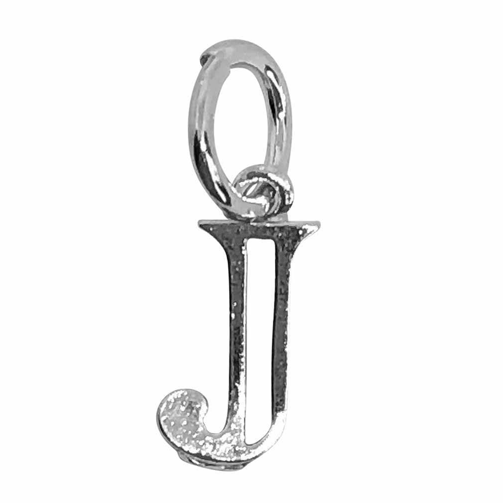 Silver Hollow Letter J Charm