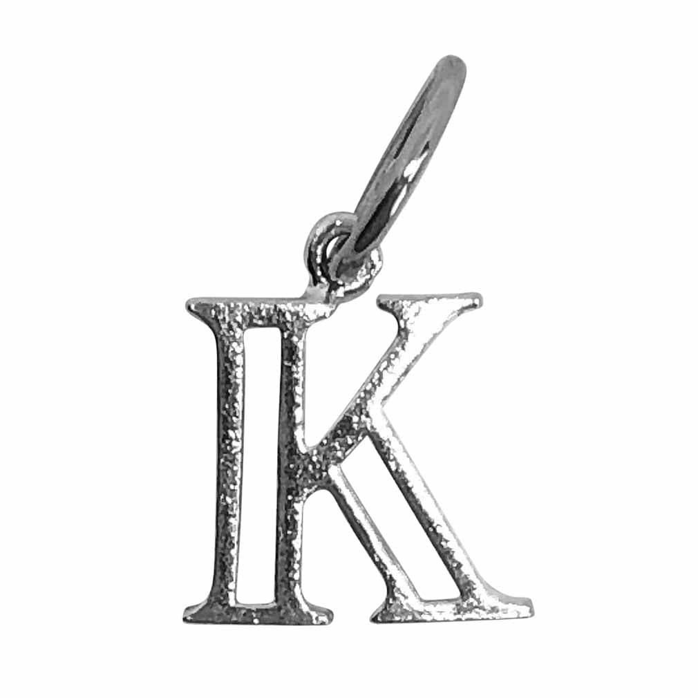 Silver Hollow Letter K Charm