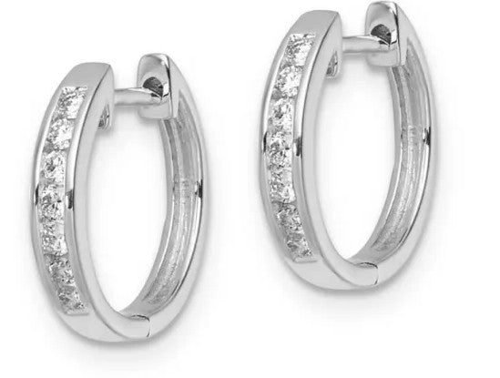 White Gold & Lab Grown Diamond Huggie Earrings