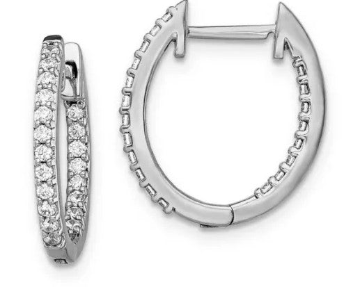 White Gold & Lab Grown Diamond Inside Out Hoops