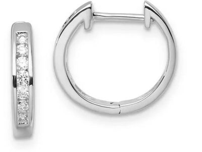 White Gold & Lab Grown Diamond Huggie Earrings