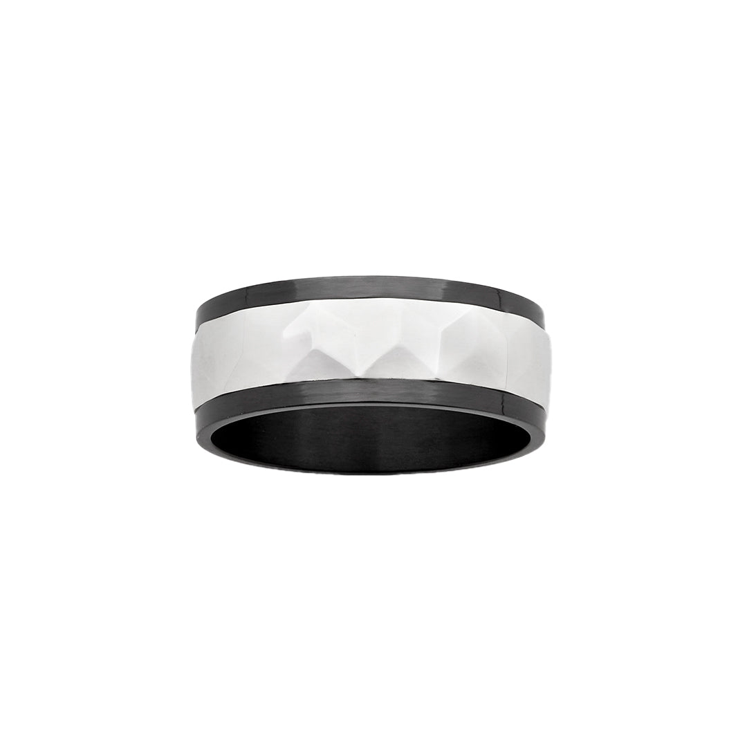 ZiRO Sterling Silver & Black Zirconium Band