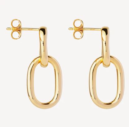 Mermaid Double Link Gold Earrings