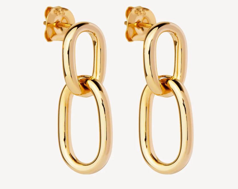 Mermaid Double Link Gold Earrings