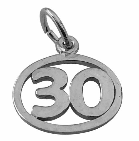 Gold Number 30 Charm