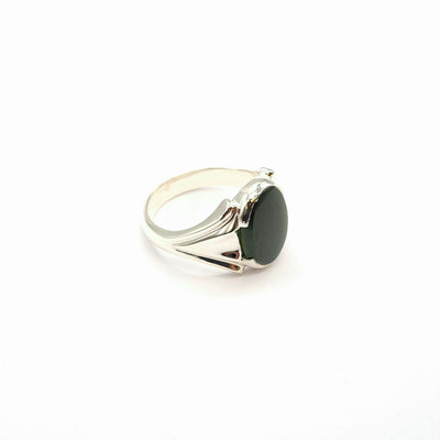 Gents Bold Oval Greenstone Ring