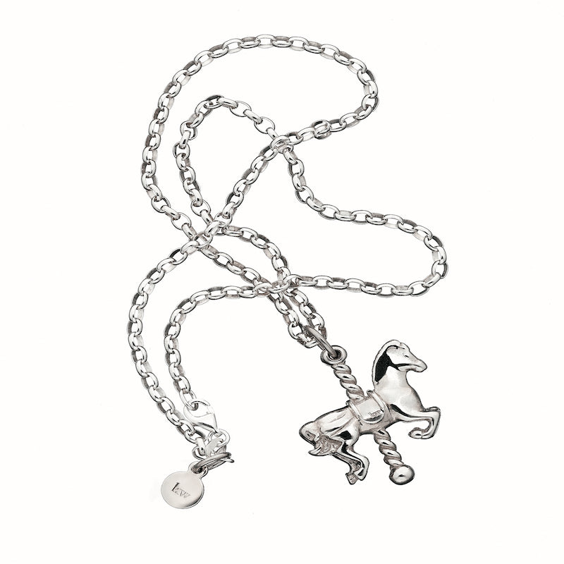 Silver Carousel Horse Pendant