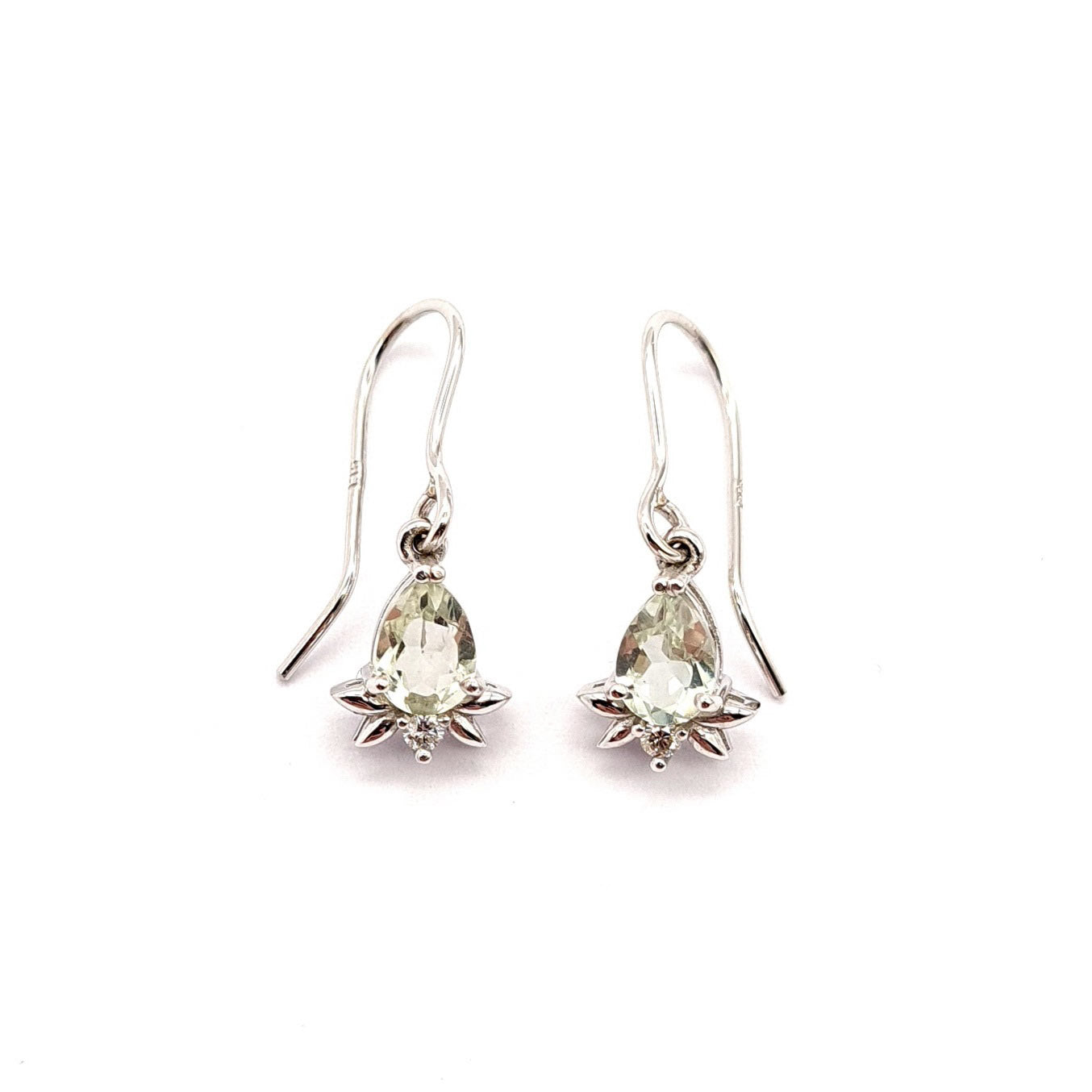Green Amethyst and Diamond Floral Earrings