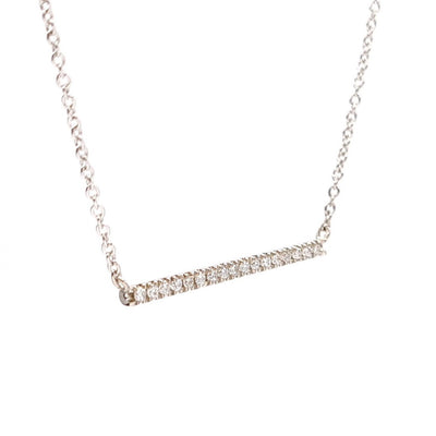 White Gold Diamond Bar Pendant Necklace