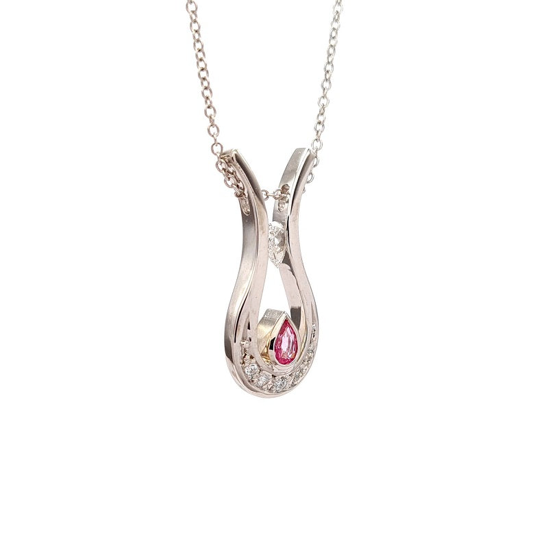 Pear Pink Sapphire and Diamond Pendant