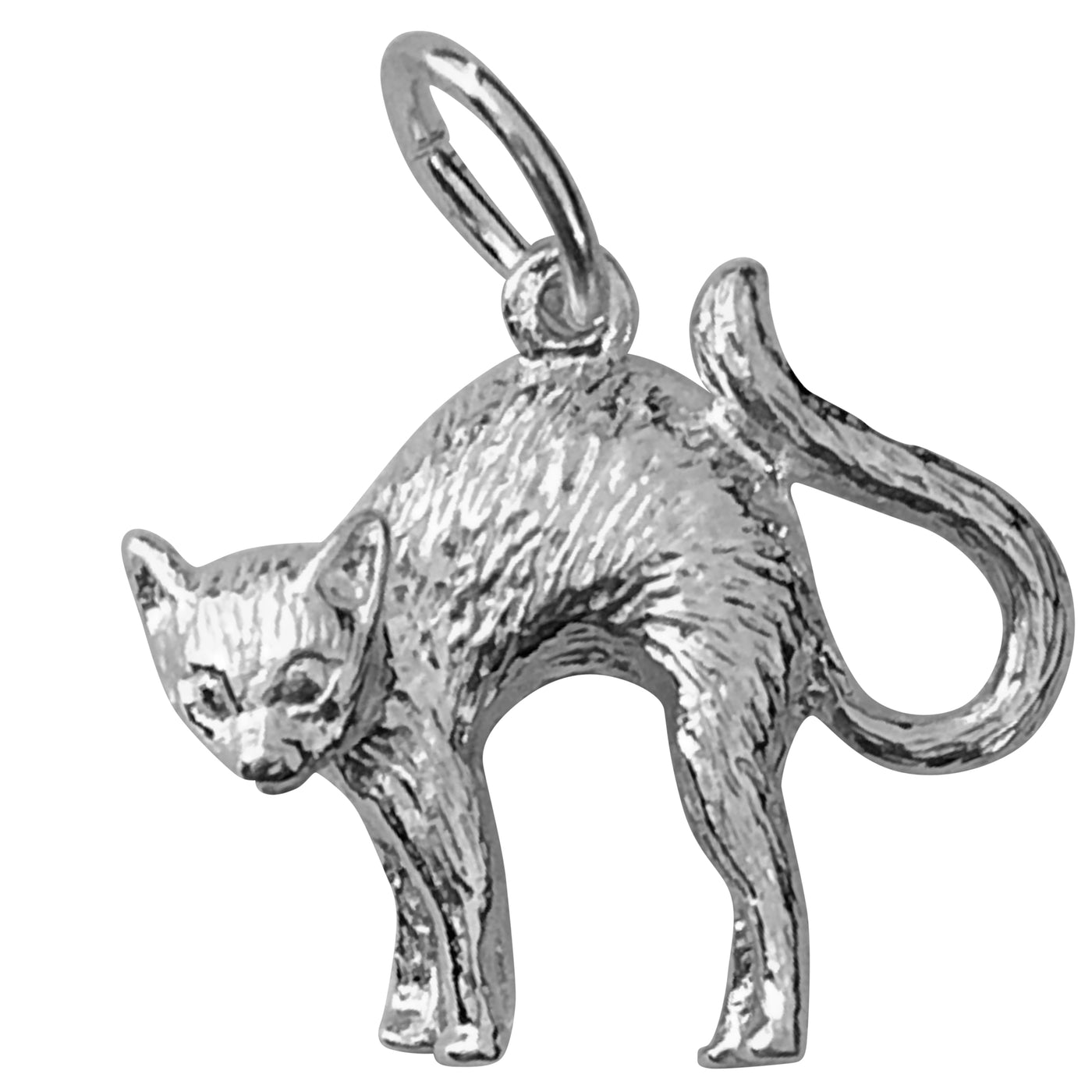 Silver Arched Cat Charm