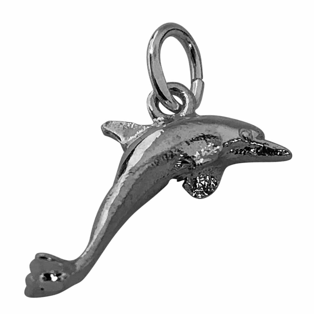 Silver Solid Dolphin Charm