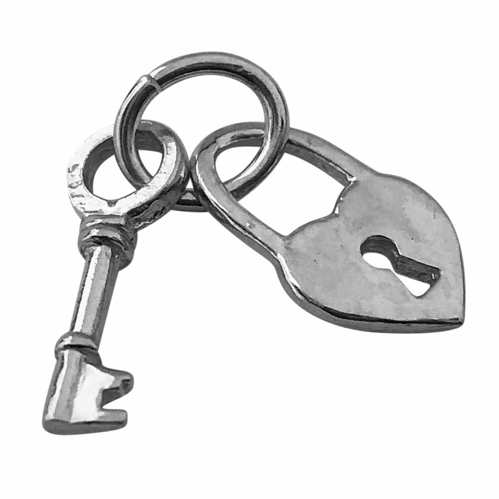 Silver Padlock and Key Charm