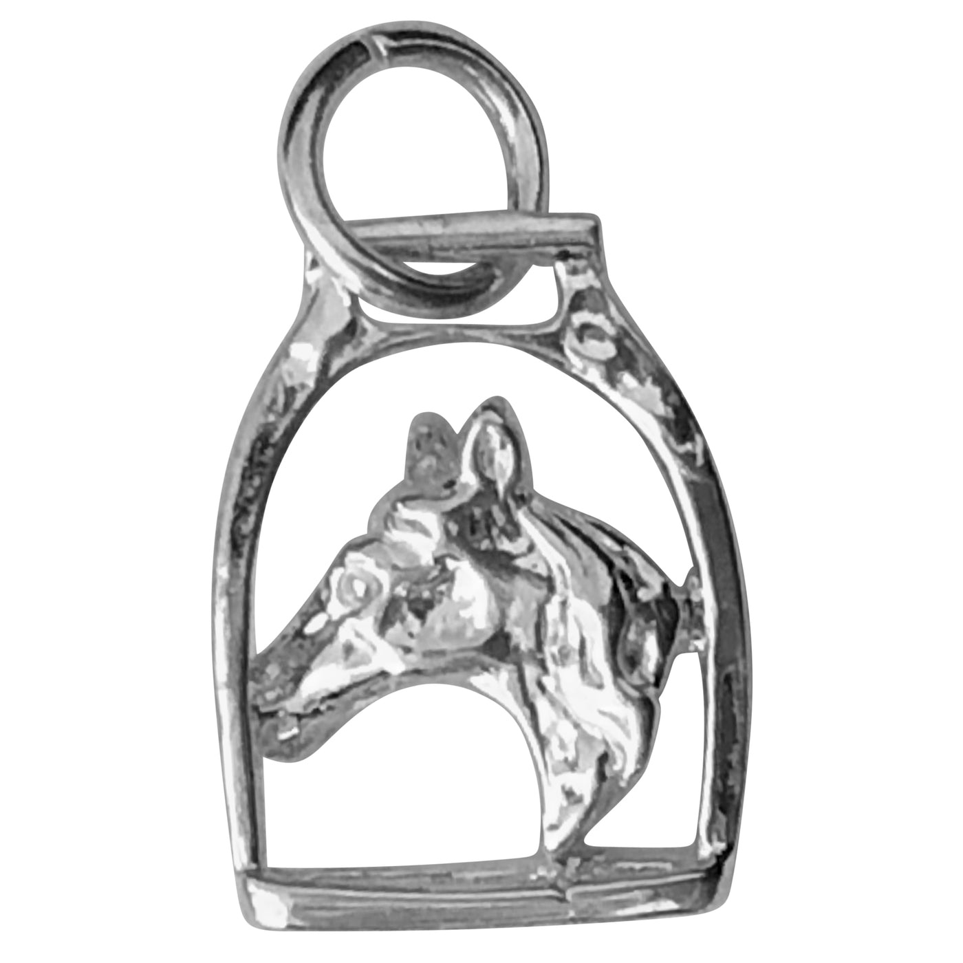 Gold Horsehead in Stirrup Charm