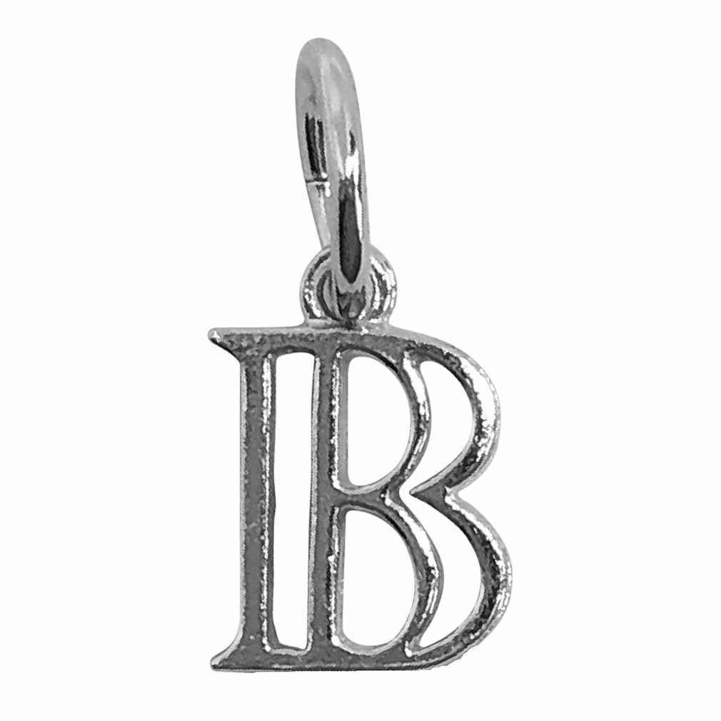 Silver Hollow Letter B Charm