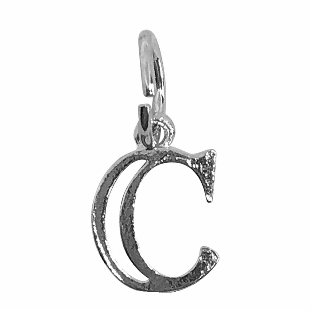Silver Hollow Letter C Charm