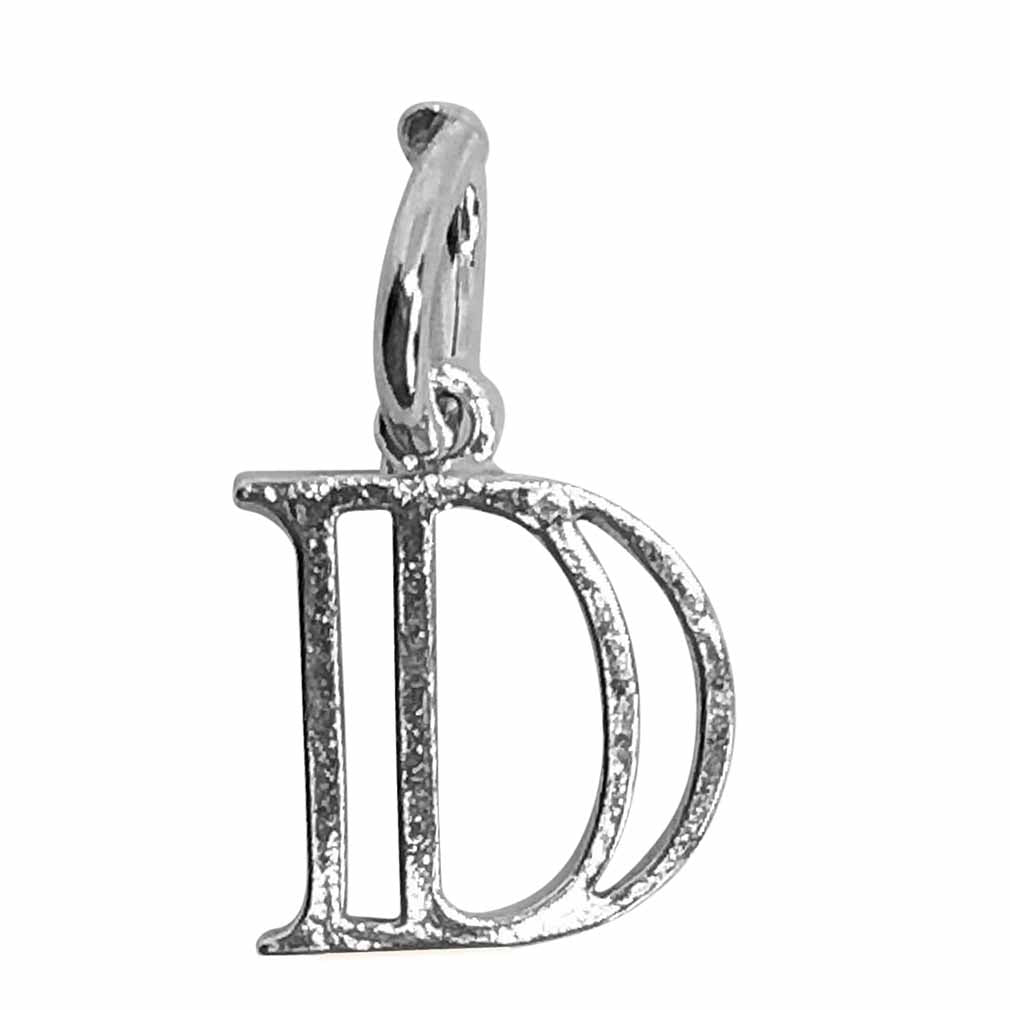 Silver Hollow Letter D Charm