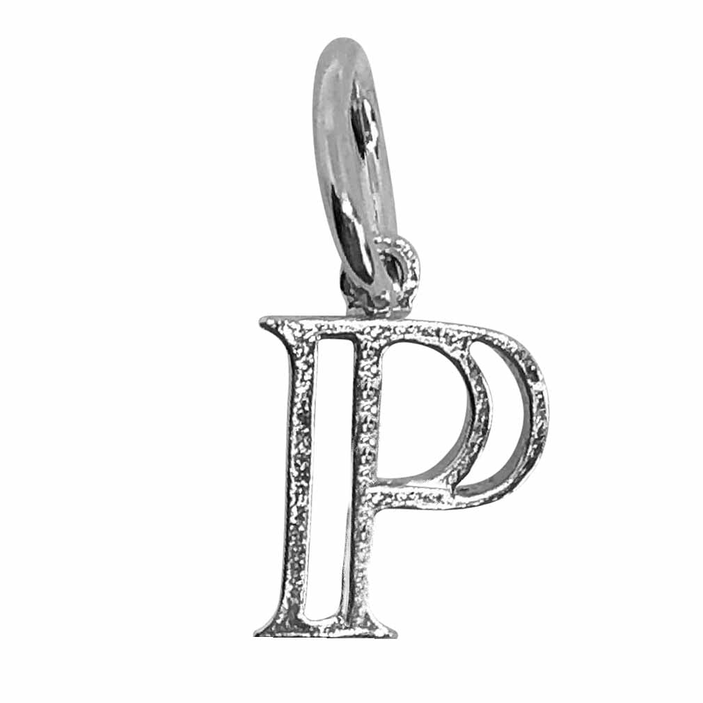 Silver Hollow Letter P Charm